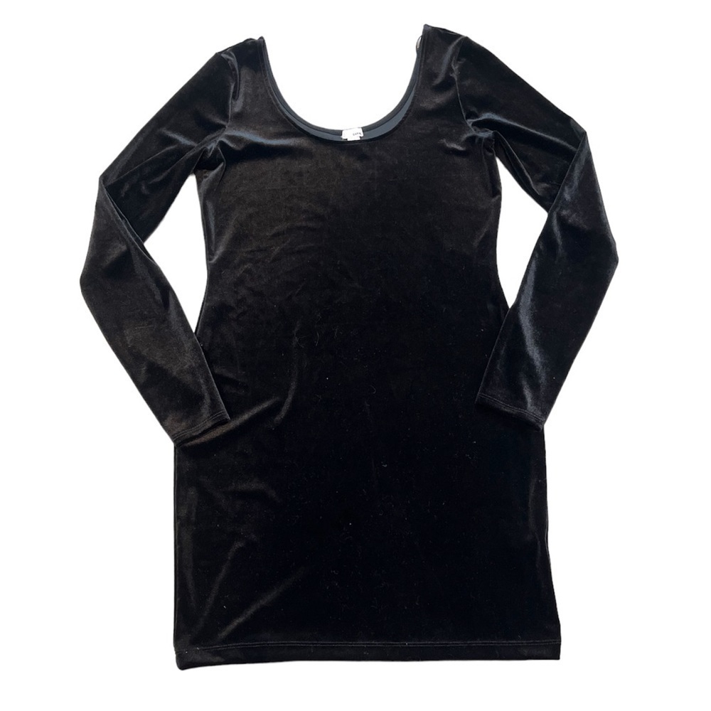 Garage Black Velvet Bodycon Dress Long Sleeve large